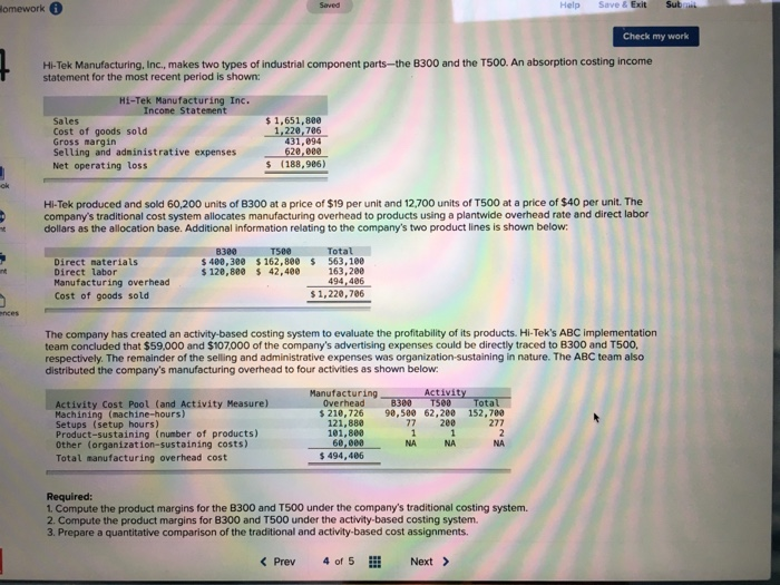  Homework Saved Help Save & Exit Sub Check my work Hi-Tek