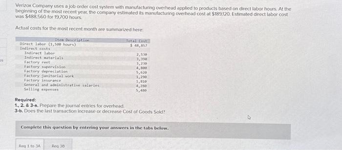  Prepare the joumalentries for overhead. Note: If no entry is required