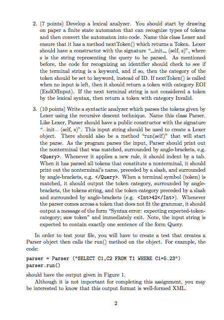 parser for a restricted form of SQL, the popular database query language.