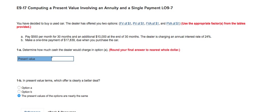  E9-17 Computing a Present Value Involving an Annuity and a Single