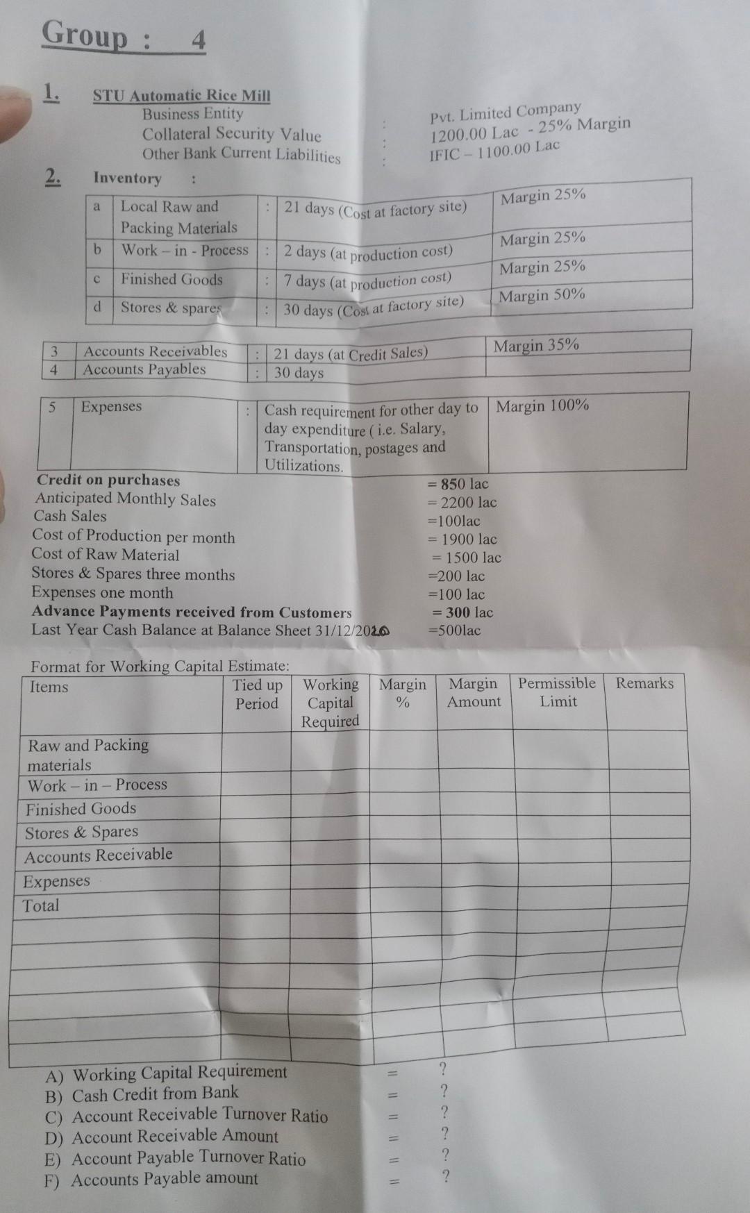  can any one solve this please Group : 4 1. Pvt.