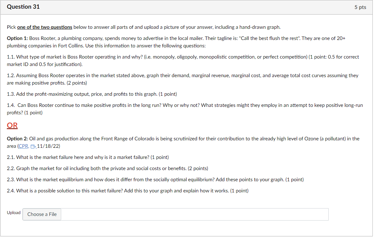 This is all I have Pick one of the two questions below