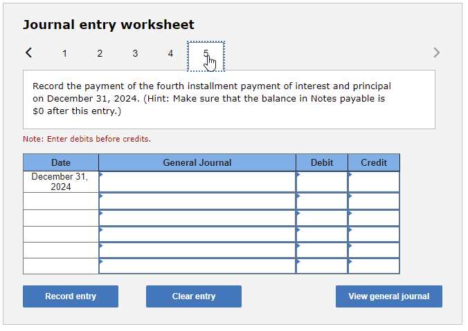 interest and principal on December 31 of each year from 2021 through