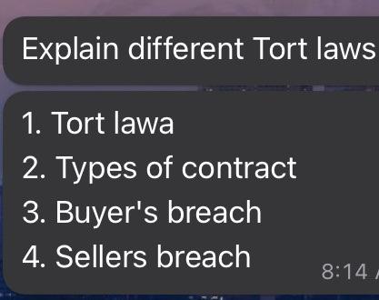 Explain different Tort laws Explain different Tort laws 1. Tort lawa 2.