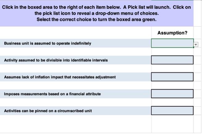 receiving the correct answers Click in the boxed areas to the right