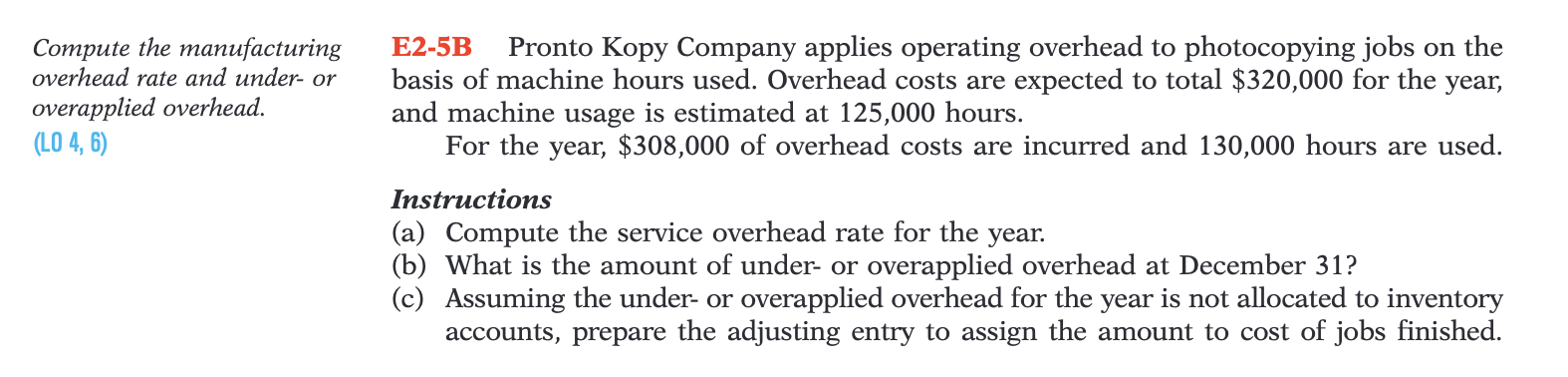  Compute the manufacturing overhead rate and under- or overapplied overhead. (LO4,6)