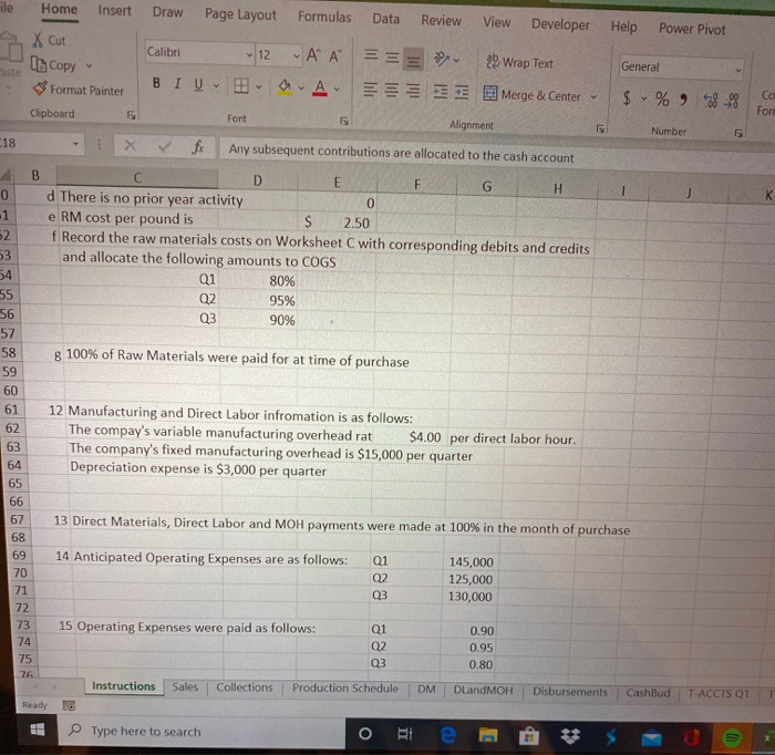 the Master Budgeting model using the information provided. 1 Record the following