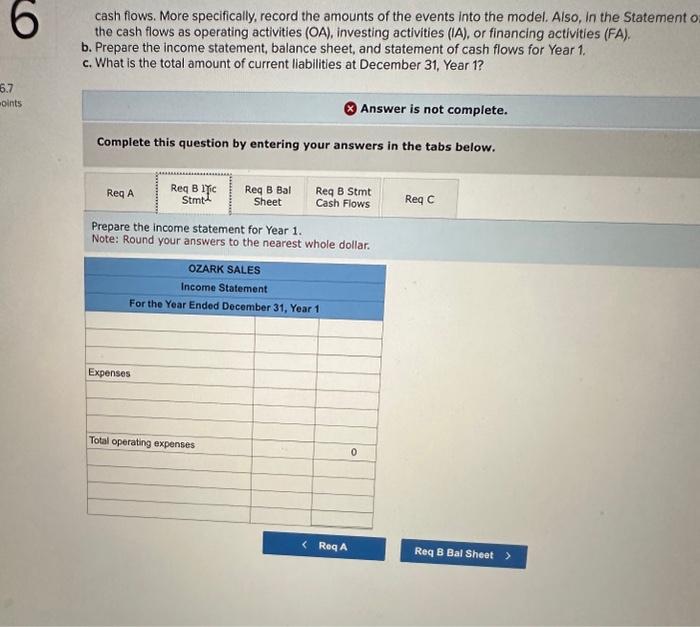 to Ozark Sales for Year 1: 1. The business was started when