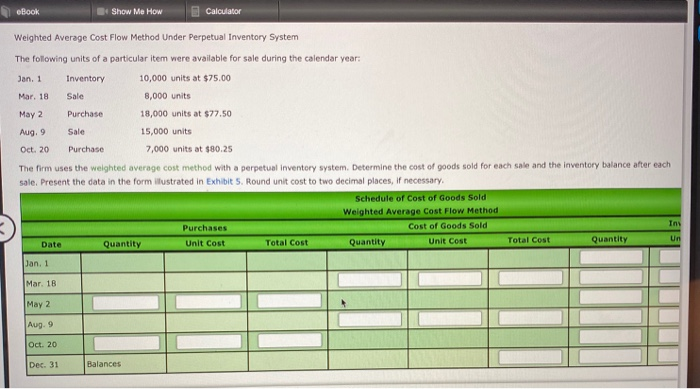  eBook Show Me How Calculator Weighted Average Cost Flow Method Under