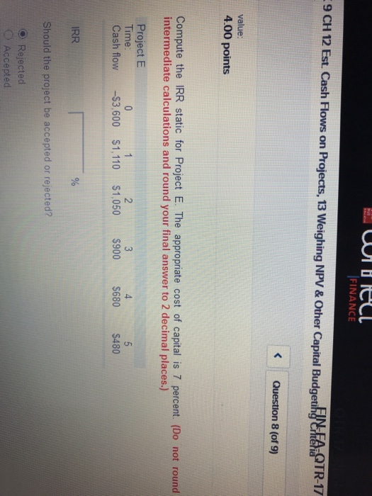  FINANCE 9 CH 12 Est. Cash Flows on Projects, 13 Weighing