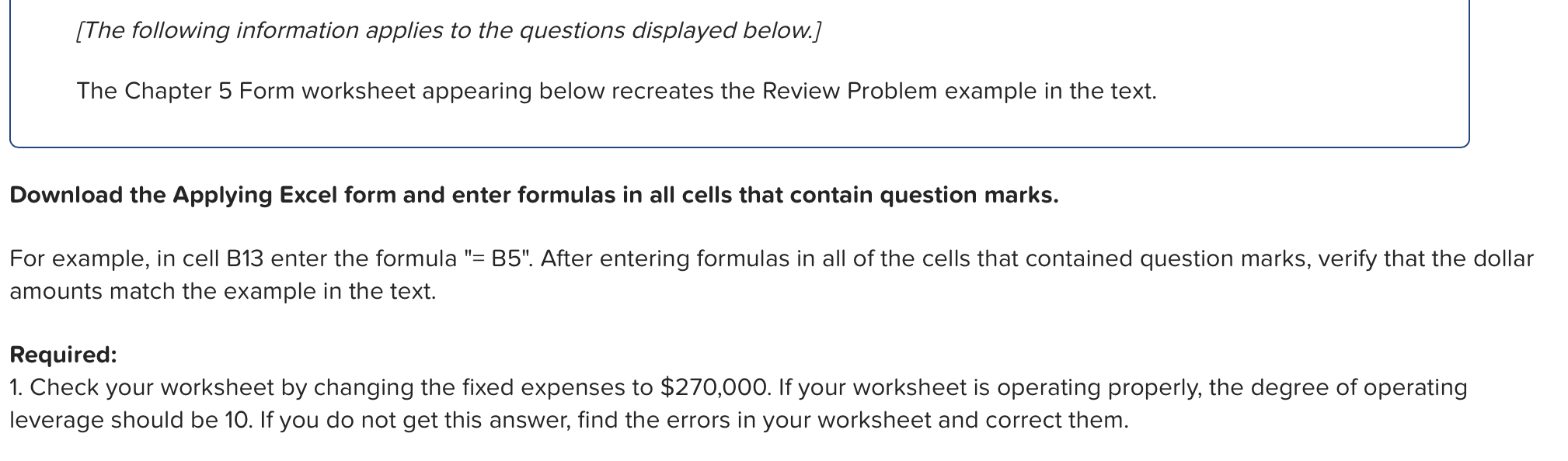  Chapter 5: Applying Excel Data Unit sales 20,000 units Selling price