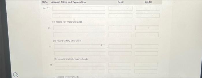 Process Inventory on January 1 if this was the only unfinished job?
