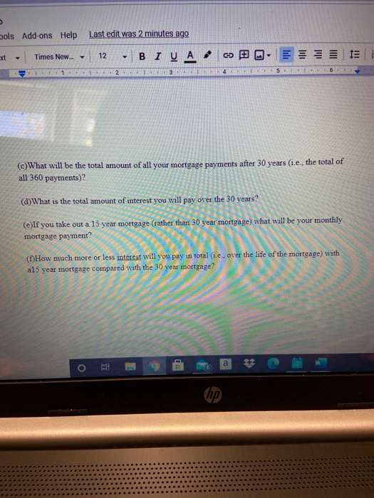 your calculator or Excel for this problem Provide the answer for each