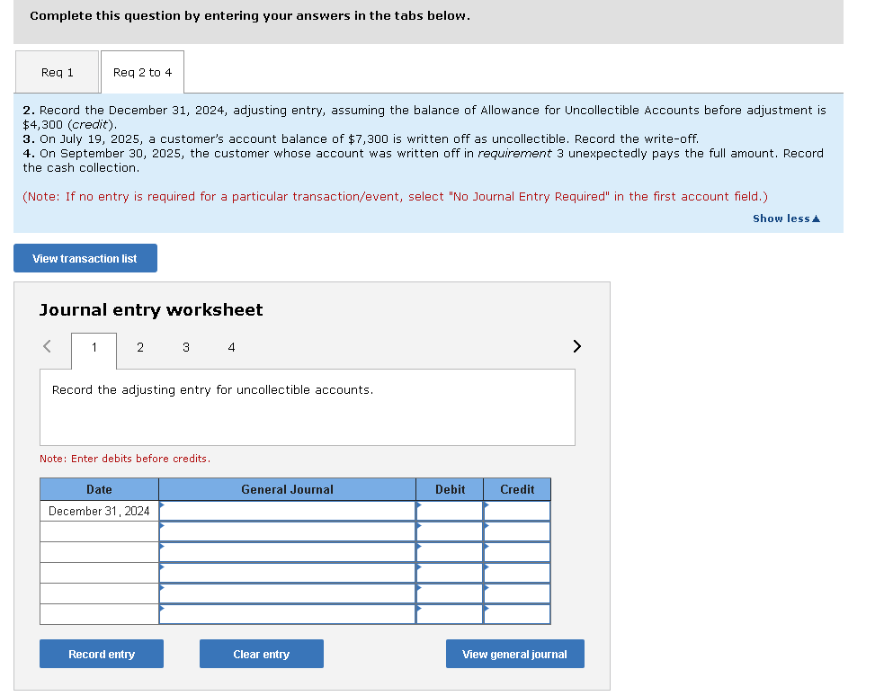 Pearl provides services on account of $583,000. Of this amount, $73,000 remains