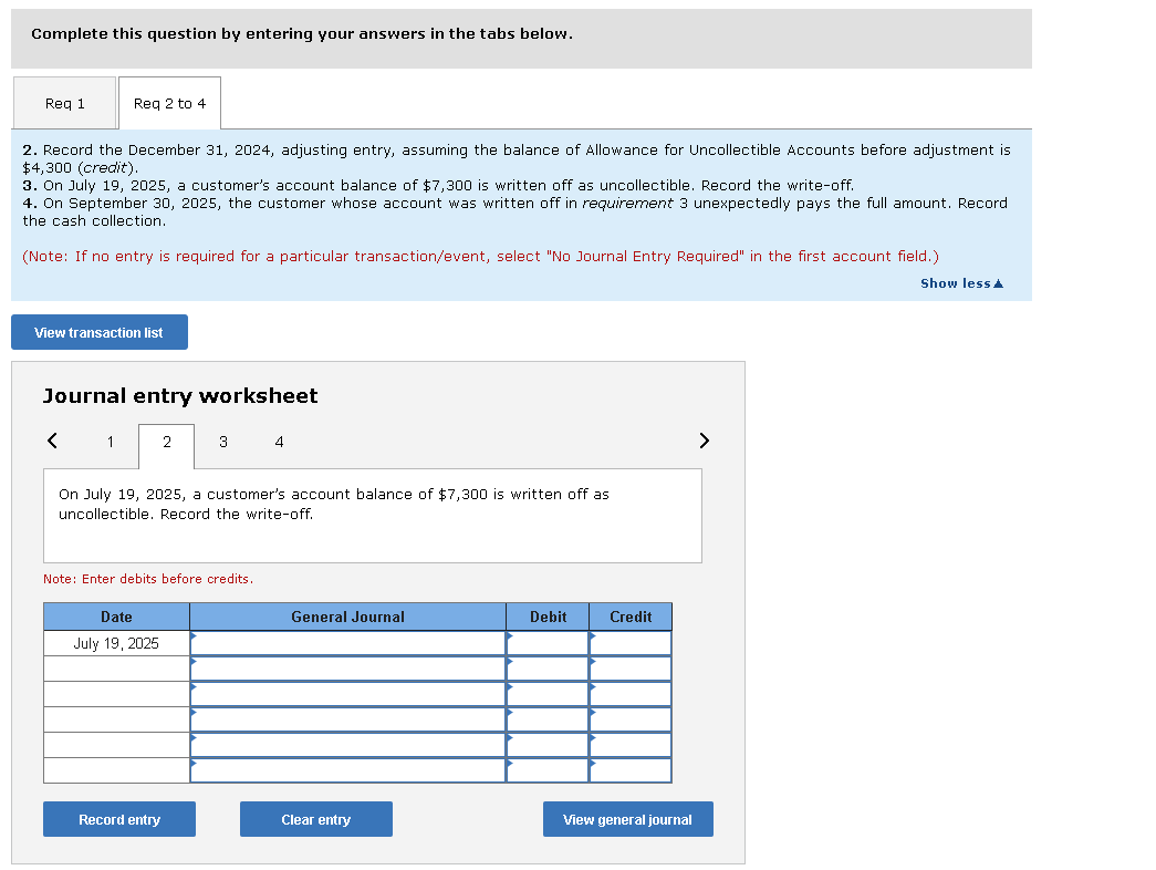 receivable at the end of the year. An aging schedule as of
