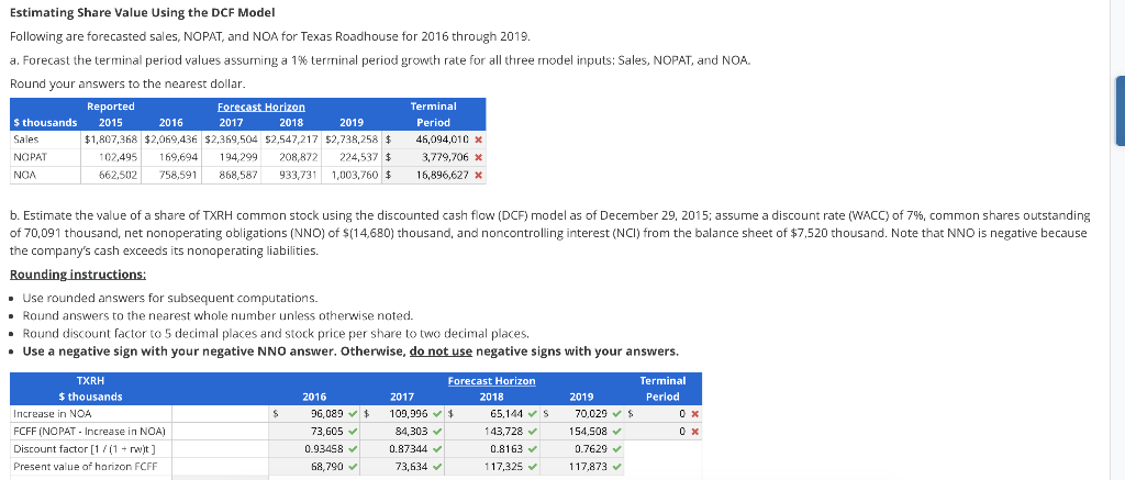 Estimating Share Value Using the DCF Model Following are forecasted sales,