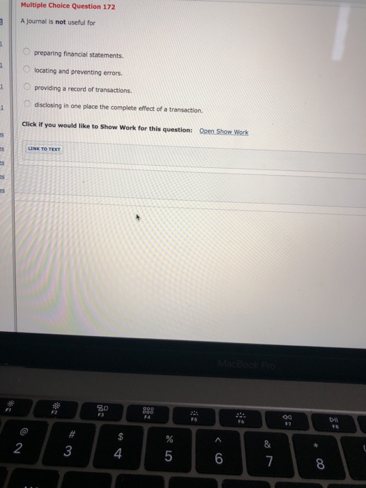  Multiple Choice Question 172 A journal is not useful for preparing
