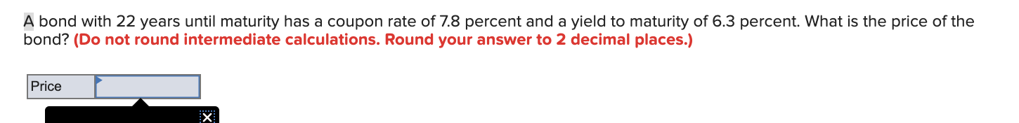 A bond with 22 years until maturity has a coupon rate