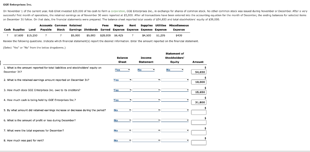 I need help solving the last problem 6-7 GGE Enterprises Inc. On
