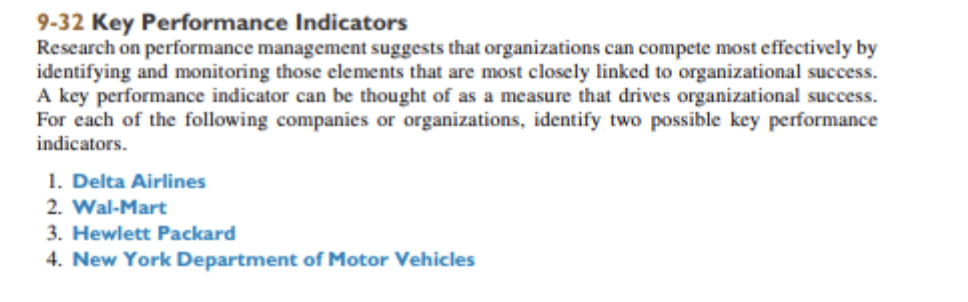 9-32 Key Performance Indicators Research on performance management suggests that organizations
