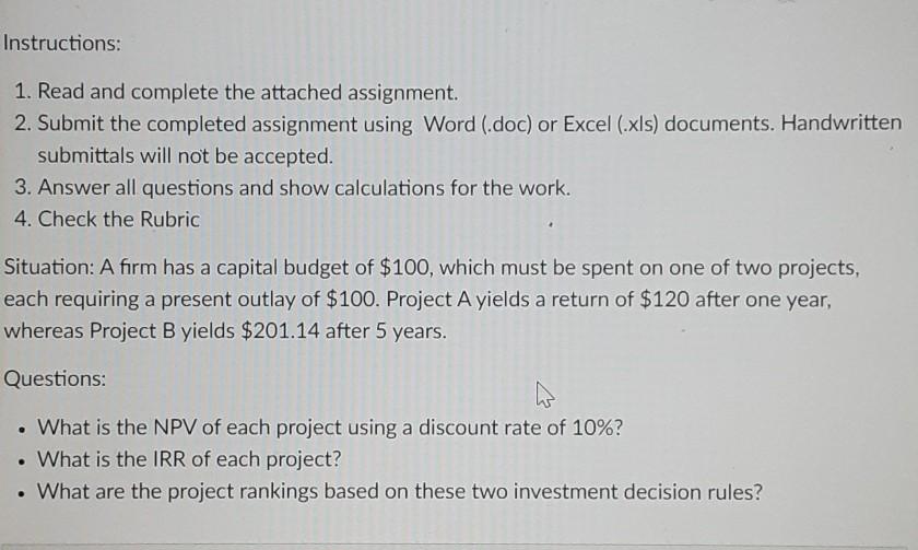  Instructions: 1. Read and complete the attached assignment. 2. Submit the