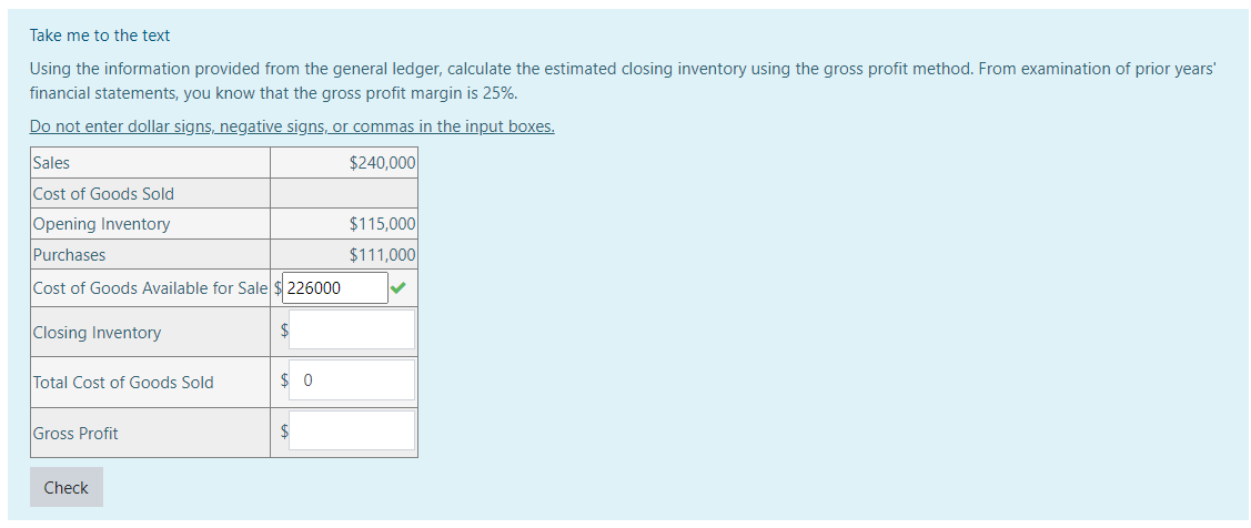  Using the information provided from the general ledger, calculate the estimated