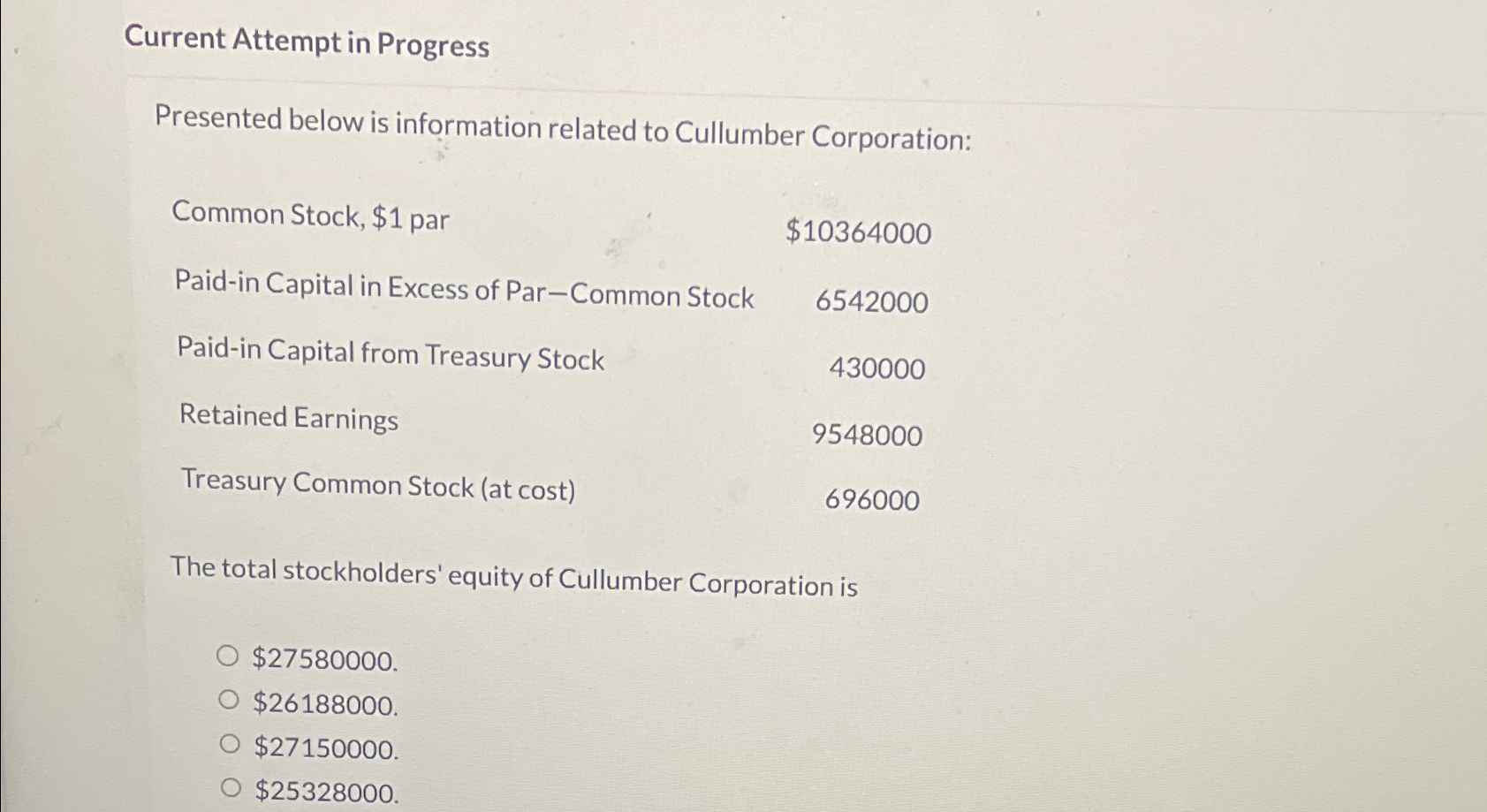  Current Attempt in Progress Presented below is information related to Cullumber