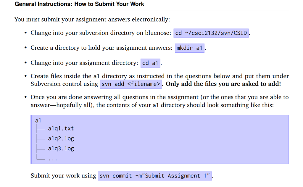 use putty or ssh to finish question!!!! General Instructions: How to Submit