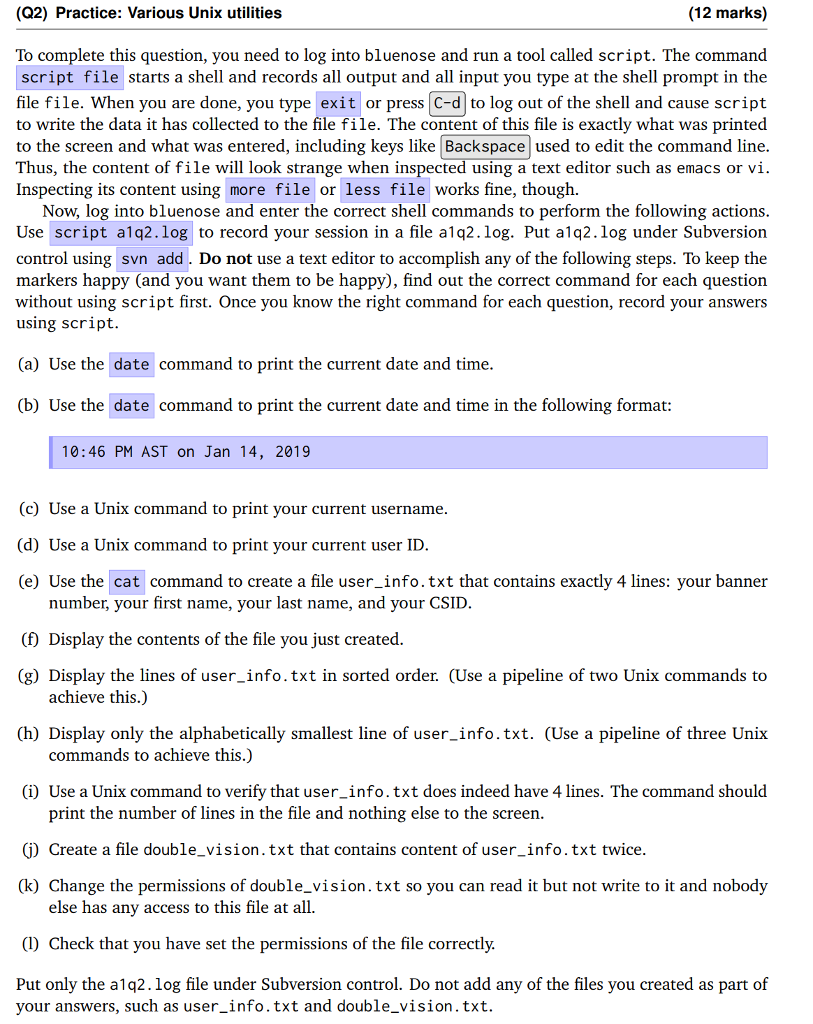 subversion directory on bluenose: cd /csci2132/svn/CSID Create a directory to hold your
