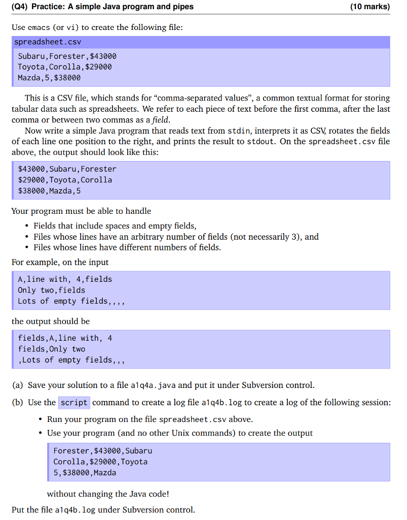 assignment answers: mkdir al Change into your assignment directory: cd a1 Create