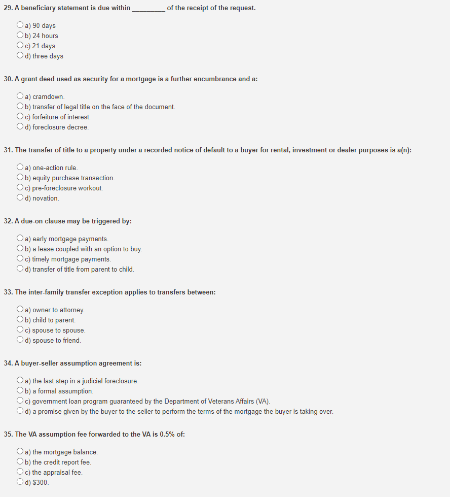 encumber a property. 2. Which 1982 Act instituted a blanket preemption of