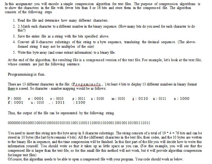 PLEASE HELP ME !!!!!!! JAVA CODE In this assignment you will encode