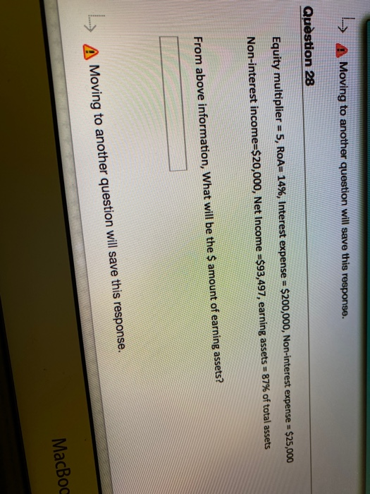  Moving to another question will save this response. Question 28 Equity