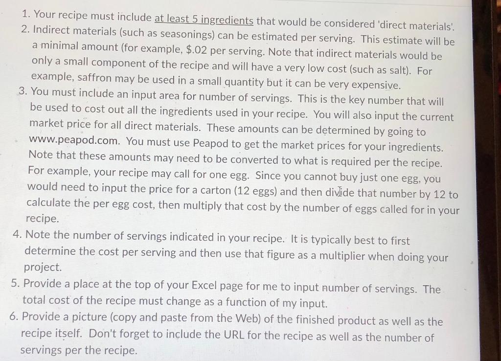 listed the materials for my Gyros, and also an instruction list from