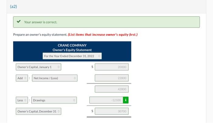 answer is correct. Prepare an income statement. (Enter negative amounts using either