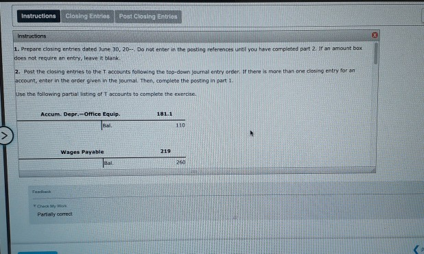Instructions Closing Entries Post Closing Entries Instructions 1. Prepare closing entries