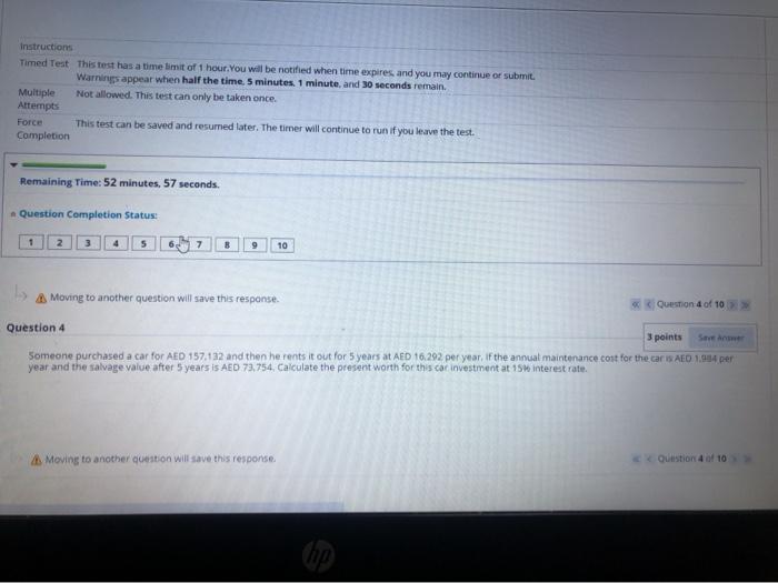  Instructions Timed Test This test has a time limit of 1