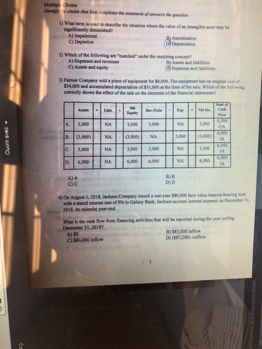  Multiple Choice Ident choice that best completes the statement of anwer