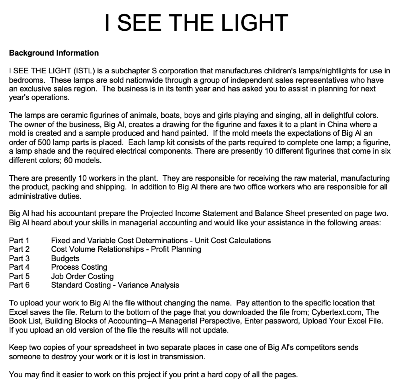 LIGHT Background Information I SEE THE LIGHT (ISTL) is a subchapter S