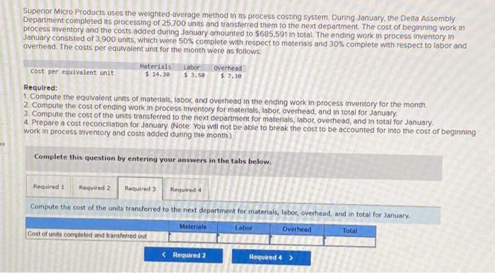 transferred tnem to the next department The cost or beglnnmg n process