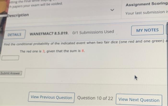  itting the Final th papers your exam will be voided. Assignment
