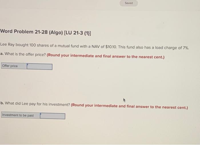  Saved Word Problem 21-28 (Algo) [LU 21-3 (1)] Lee Ray bought