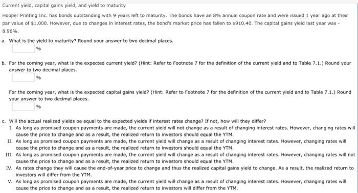  a. What is the yield to maturity? Round your answer to