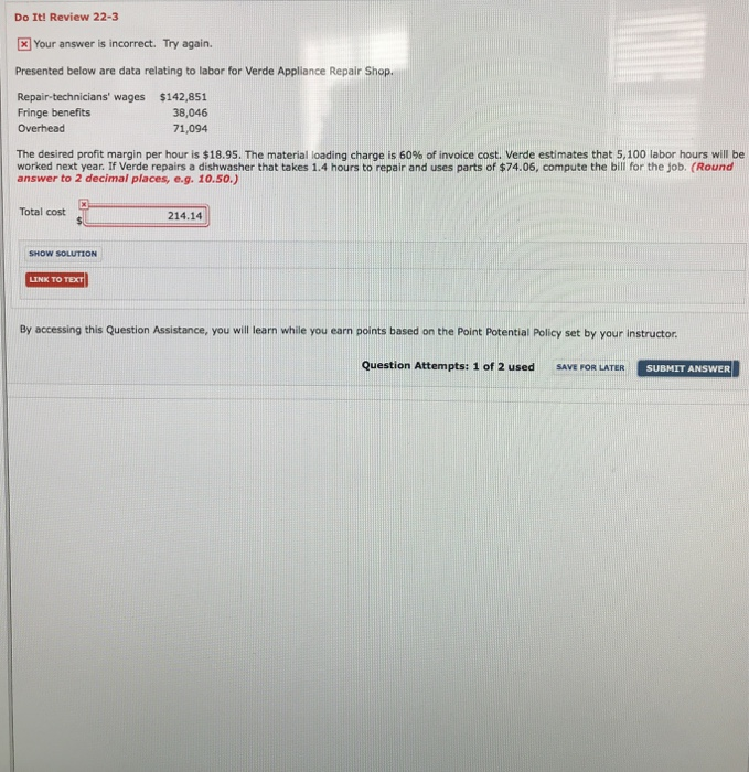  Do It! Review 22-3 x Your answer is incorrect. Try again.