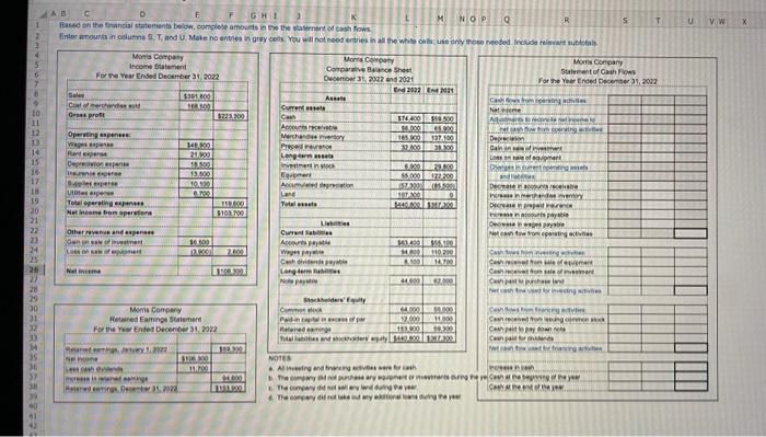  Please include the excel formulas in the answer so I know