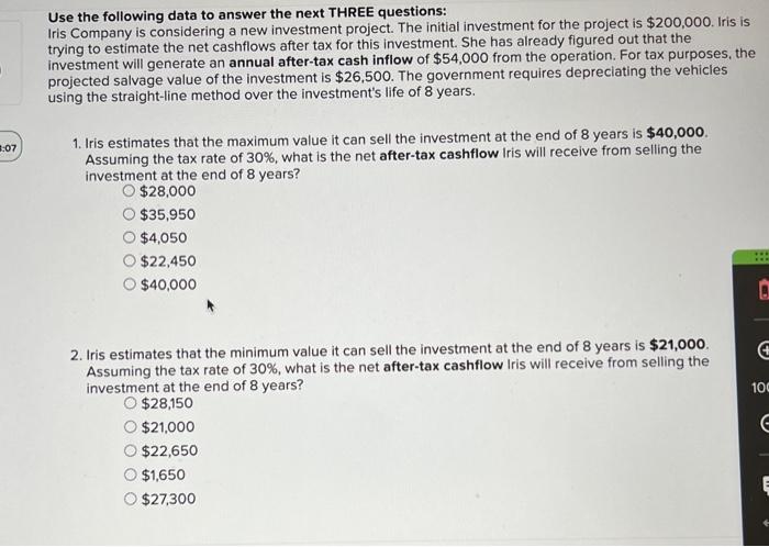  Use the following data to answer the next THREE questions: Iris