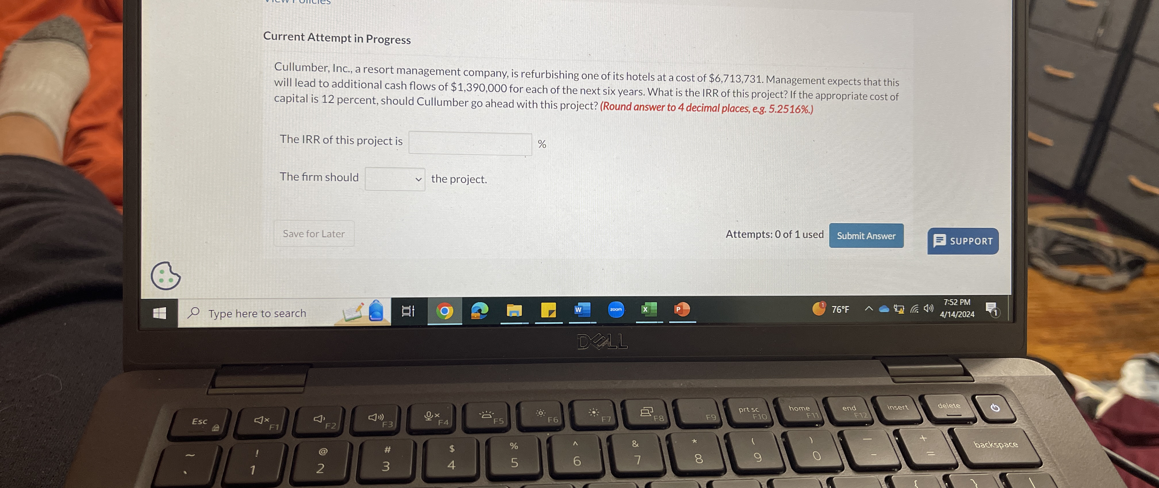  Current Attempt in Progress Cullumber, Inc., a resort management company, is