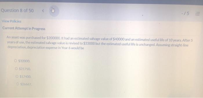 what would be the expense in year 6? Question 8 of 50