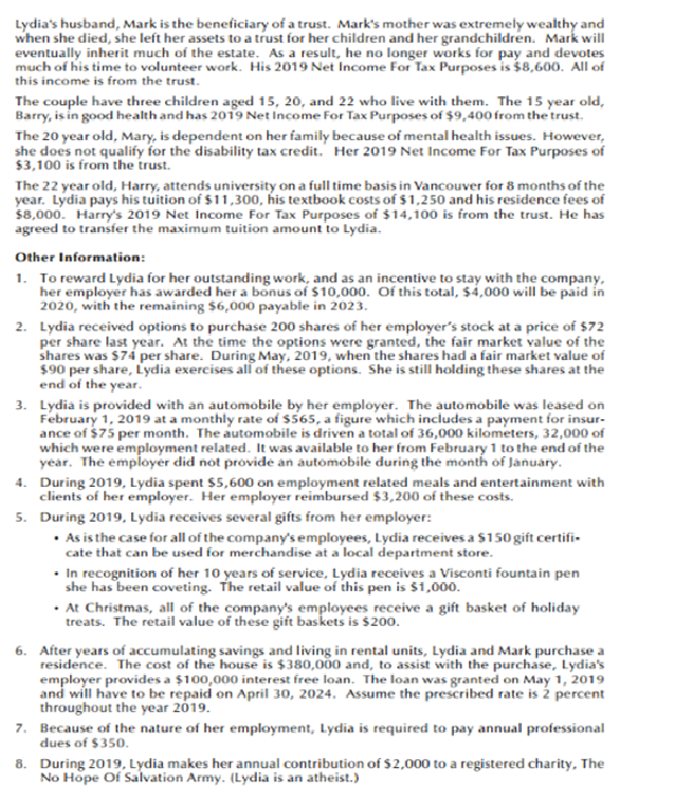 Problem Four - 7 (Comprehensive Tax Payable) Lydia Hines is a translator