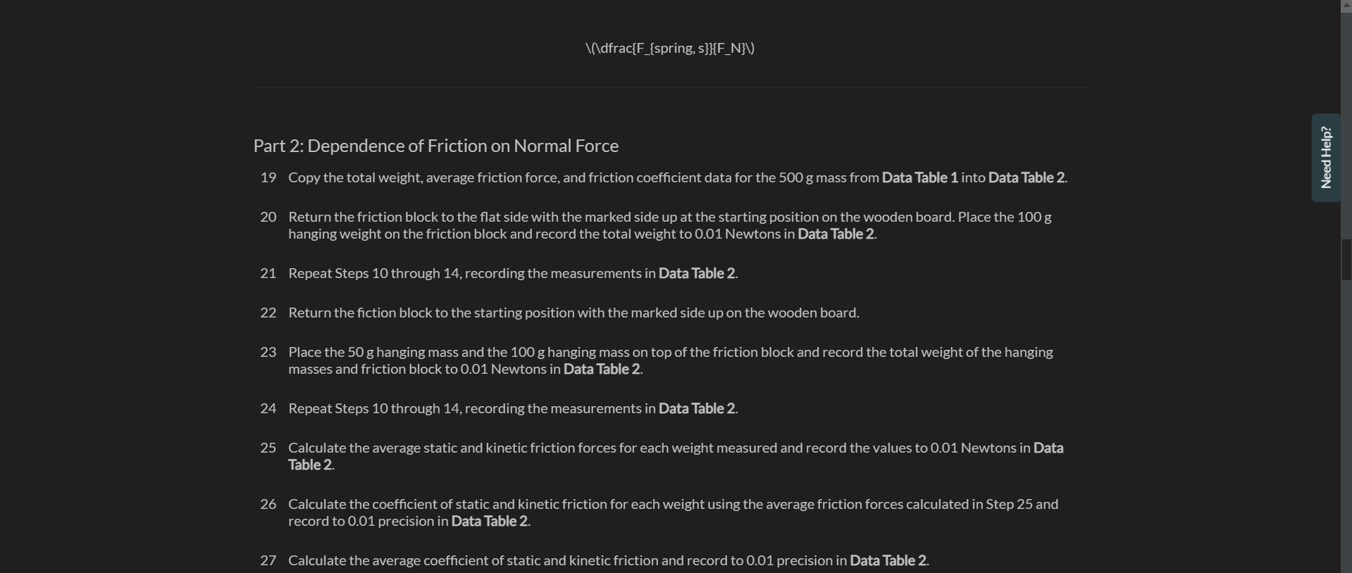 1: Dependence of Friction on Surface Area 1 Gather the materials needed